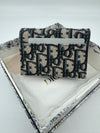 DIOR SADDLE FLAP CARD HOLDER OBLIQUE CANVAS BLUE GHW