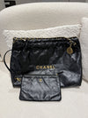 CHANEL 22 Shoulder Bag Calfskin Leather Black(Microchip)