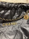 CHANEL 22 Shoulder Bag Calfskin Leather Black(Microchip)