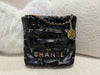 CHANEL MINI 22 BAG SHINY CALFSKIN BLACK with Gold-Tone & Sliver-Tone Metal (MICROCHIP)