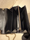 GUCCI BlackLeather GG Marmont Wallet On Chain