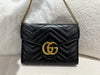 GUCCI BlackLeather GG Marmont Wallet On Chain
