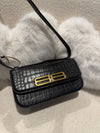 Balenciaga Gossip shoulder bag croc-embossed calfskin black