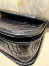 Balenciaga Gossip shoulder bag croc-embossed calfskin black