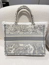 DIOR MEDIUM BOOK TOTE GREY TOILE DE JOUY EMBROIDERY