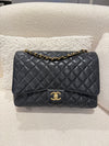 Chanel MAXI Classic Double Flap Bag& Gold-Tone Metal Black