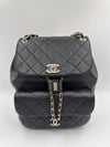 CHANEL Lambskin Quilted Small Duma Drawstring Backpack Black