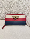 Gucci Leather Queen Margaret Zip Around Wallet Tri Color With Embellished Bee