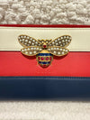Gucci Leather Queen Margaret Zip Around Wallet Tri Color With Embellished Bee