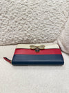 Gucci Leather Queen Margaret Zip Around Wallet Tri Color With Embellished Bee
