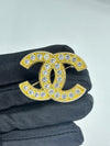 CHANEL Vintage Gold Tone CC Brooch