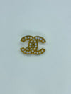 CHANEL Vintage Gold Tone CC Brooch