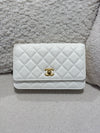 CHANEL Pearl Crush Wallet on Chain Lambskin White (Microchip)