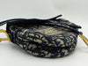 DIOR SADDLE BAG BLUE OBLIQUE EMBROIDER( WITH SHOULDER STRAP)