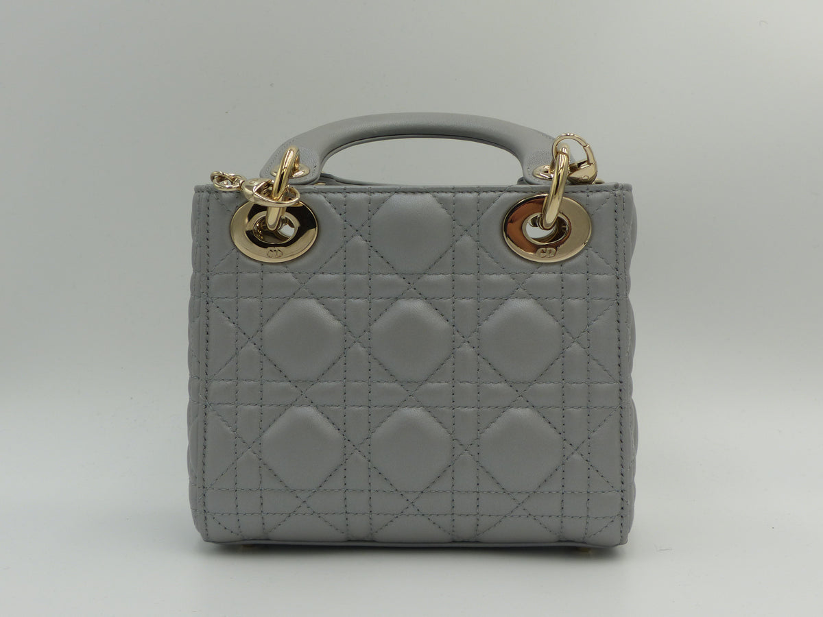 CHRISTIAN DIOR MINI LADY DIOR LIGHT GREY