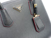 PRADA SAFFIANO DOUBLE BAG CALFSKIN BLACK GHW