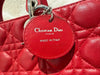 DIOR LARGE LADY DIOR LAMBSKIN BAG IN HOT RED