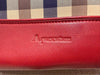 Aquascutum Red Leather & Check Coated Canvas Tote Bag