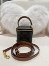 Celine top handle mini vanity case with strap triomphe canvas brown