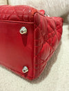 DIOR LARGE LADY DIOR LAMBSKIN BAG IN HOT RED