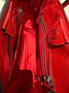 MIU MIU RED CALF GLAZED LEATHER TOP HANDLE TOTE BAG