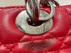 DIOR LARGE LADY DIOR LAMBSKIN BAG IN HOT RED