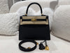 Hermes kelly 25 Sellier Epsom black SHW stamp K