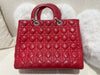 DIOR LARGE LADY DIOR LAMBSKIN BAG IN HOT RED