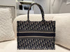 DIOR Medium Book Tote Blue Dior Oblique Embroidery