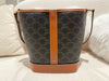 Celine medium bucket bag triomphe canvas/calfskin tan