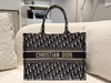 DIOR Medium Book Tote Blue Dior Oblique Embroidery
