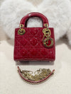 DIOR MINI LADY DIOR PATENT LEATHER RED