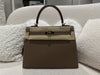 Hermes Kelly 25 Epsom Etoupe SHW Stamp D