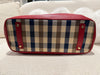 Aquascutum Red Leather & Check Coated Canvas Tote Bag