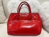 MIU MIU RED CALF GLAZED LEATHER TOP HANDLE TOTE BAG