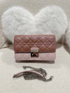 CHRISTIAN DIOR Pink Iridescent Leather/Patent Leather Cannage Quilted Miss Dior Promenade Clutch Bag