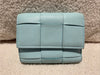 Bottega Veneta Intreccio Fold Zip Wallet Lambskin Light Blue