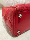 DIOR LARGE LADY DIOR LAMBSKIN BAG IN HOT RED