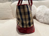 Aquascutum Red Leather & Check Coated Canvas Tote Bag