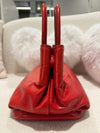 MIU MIU RED CALF GLAZED LEATHER TOP HANDLE TOTE BAG