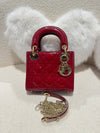 DIOR MINI LADY DIOR PATENT LEATHER RED