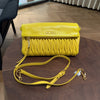 Miu Miu Yellow Leather Matelassé Flap Crossbody Shoulder Bag