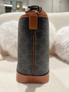 Celine medium bucket bag triomphe canvas/calfskin tan
