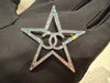Chanel Star CC Logo Brooch Crystal Light Blue With Ruthenium Hardware