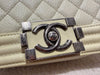 CHANEL SMALL BOY calfskin White ivory ruthenium silver hardware
