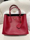 Prada double Saffiano Cuir bag Leather Red