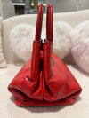 MIU MIU RED CALF GLAZED LEATHER TOP HANDLE TOTE BAG