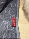 GUCCI Wool GG Logo Scarf Navy 37x190cm