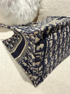 DIOR Medium Book Tote Blue Dior Oblique Embroidery