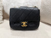 CHANEL Flap With Round Handle Lambskin Black/Gold